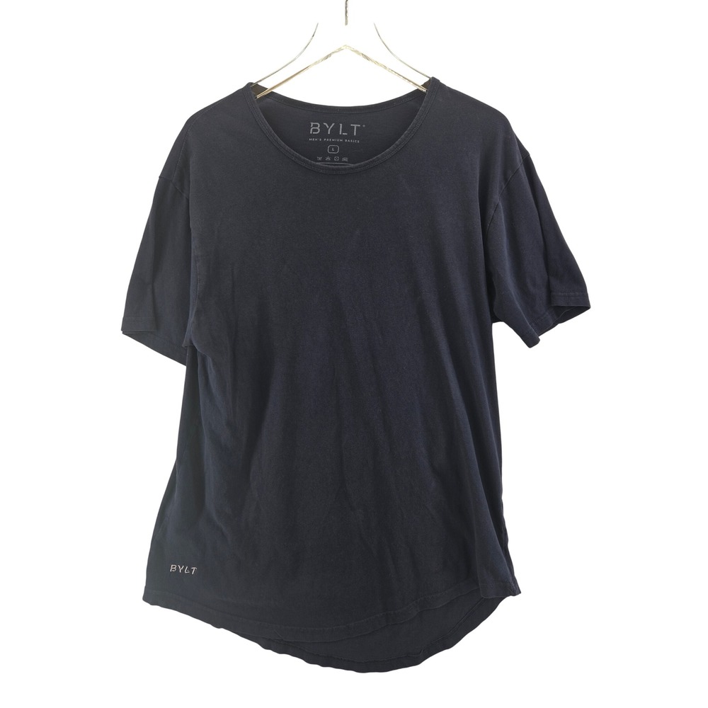 BYLT Premium Basics Mens Drop-Cut LUX Short Sleeve T-Shirt Navy Blue Large L